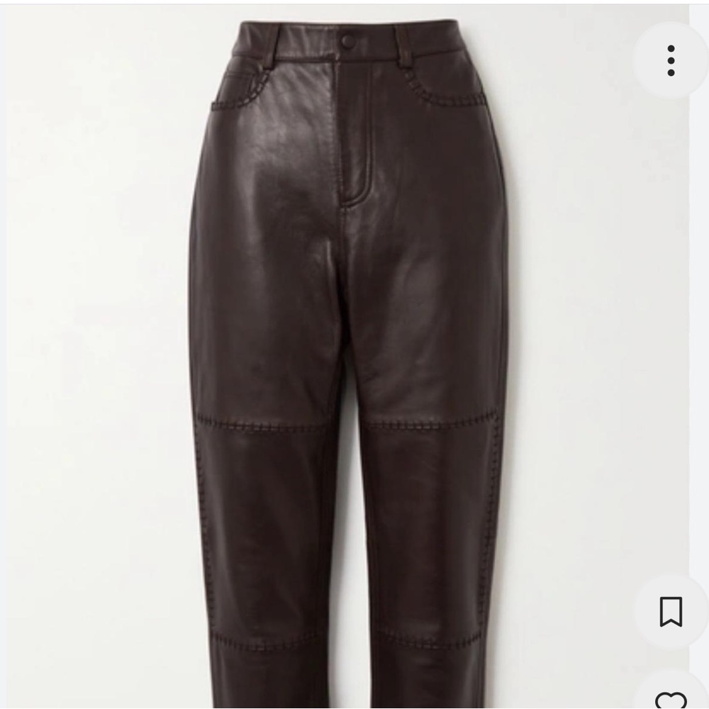 GANNI Brown leather pants